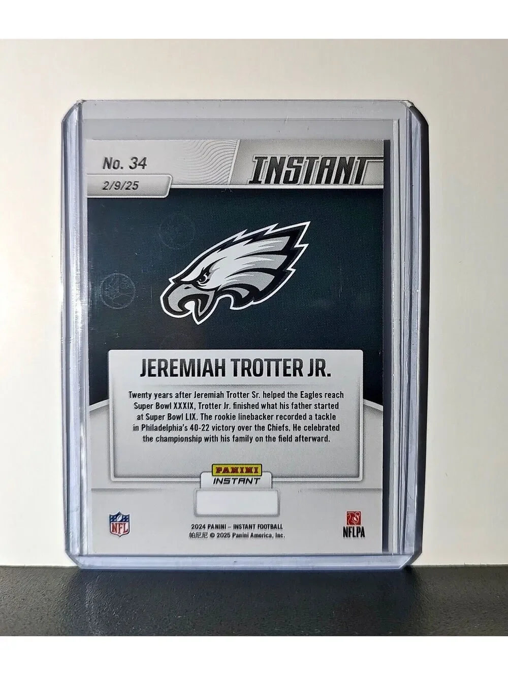 Jeremiah Trotter Jr. Rookie 2024 Panini Super Bowl LIX Champions NFL #34 Card
